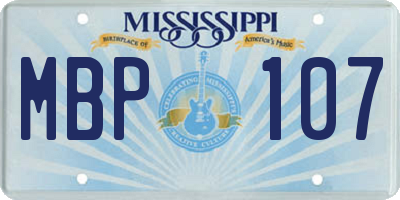 MS license plate MBP107