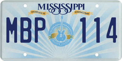 MS license plate MBP114