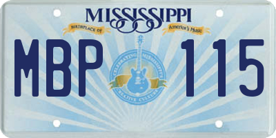 MS license plate MBP115