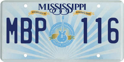 MS license plate MBP116