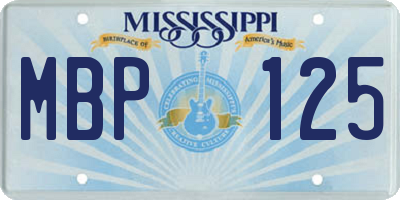 MS license plate MBP125