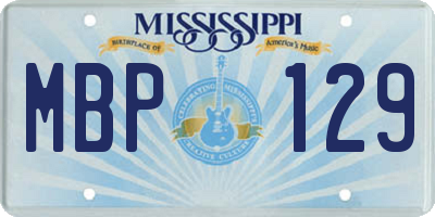 MS license plate MBP129