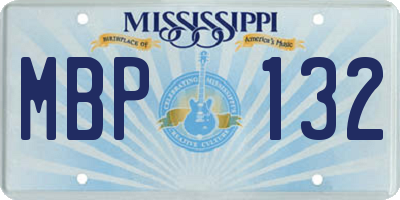 MS license plate MBP132