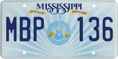 MS license plate MBP136