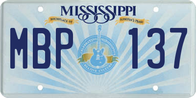 MS license plate MBP137