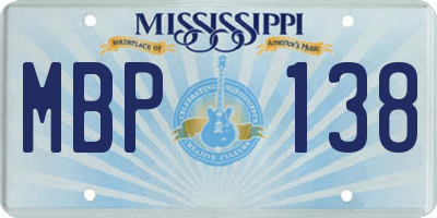 MS license plate MBP138