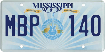 MS license plate MBP140