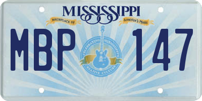 MS license plate MBP147