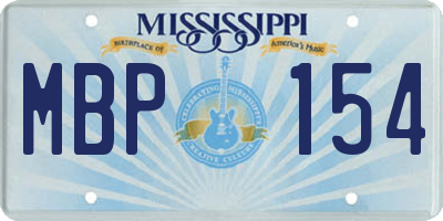MS license plate MBP154