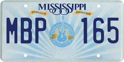 MS license plate MBP165