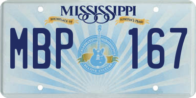 MS license plate MBP167