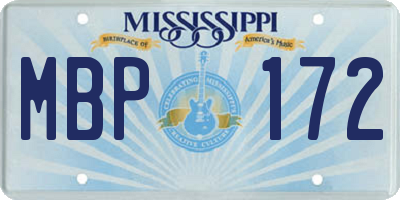 MS license plate MBP172