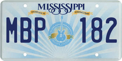 MS license plate MBP182
