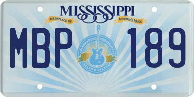 MS license plate MBP189