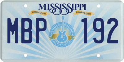 MS license plate MBP192
