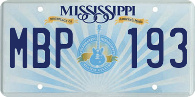 MS license plate MBP193