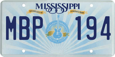 MS license plate MBP194