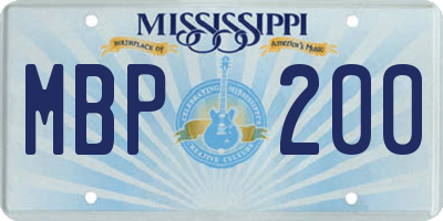 MS license plate MBP200