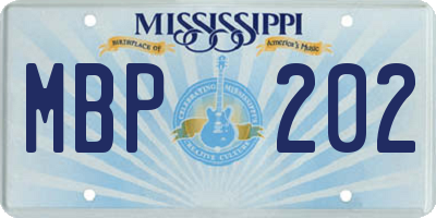 MS license plate MBP202