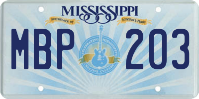 MS license plate MBP203