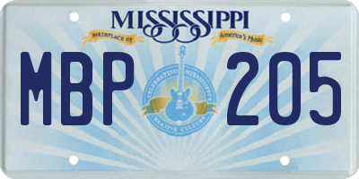 MS license plate MBP205