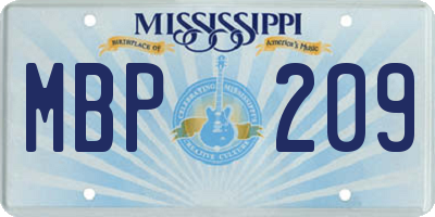 MS license plate MBP209