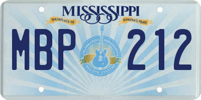 MS license plate MBP212