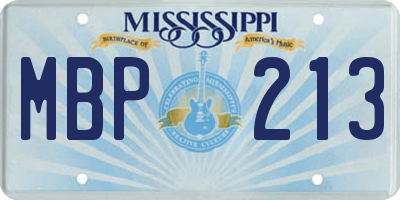 MS license plate MBP213