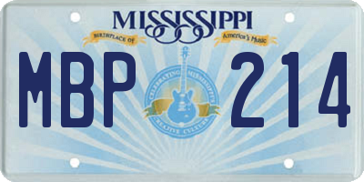 MS license plate MBP214