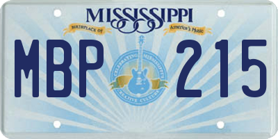 MS license plate MBP215