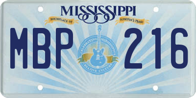 MS license plate MBP216