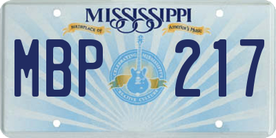 MS license plate MBP217