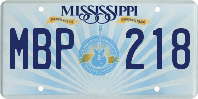 MS license plate MBP218