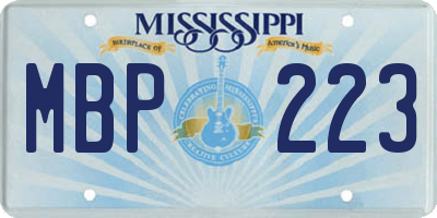 MS license plate MBP223