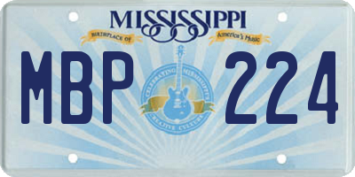 MS license plate MBP224