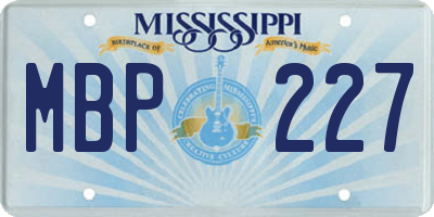 MS license plate MBP227