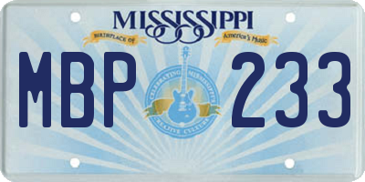 MS license plate MBP233