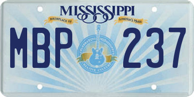 MS license plate MBP237