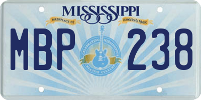 MS license plate MBP238