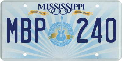 MS license plate MBP240