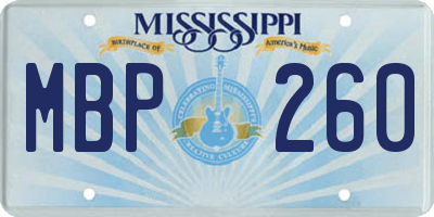 MS license plate MBP260