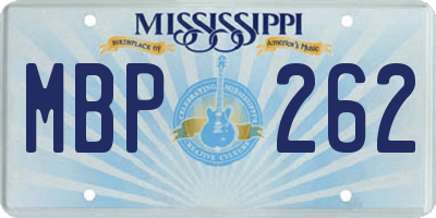 MS license plate MBP262