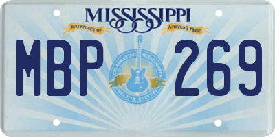 MS license plate MBP269