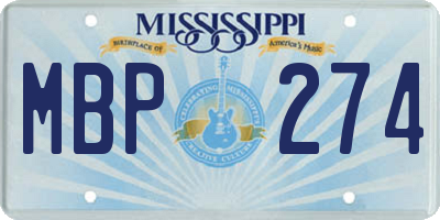 MS license plate MBP274
