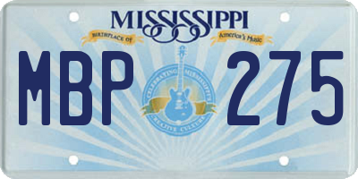MS license plate MBP275