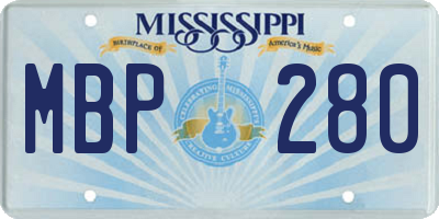 MS license plate MBP280