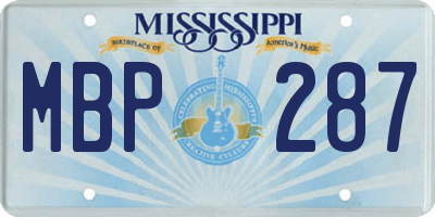 MS license plate MBP287