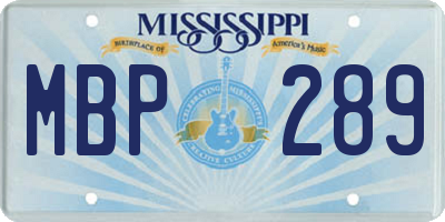 MS license plate MBP289