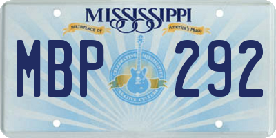 MS license plate MBP292