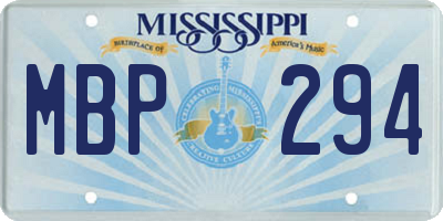 MS license plate MBP294